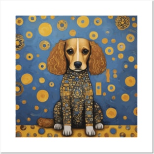 Gustav Klimt Style Dog in Blue and Gold Costume Posters and Art